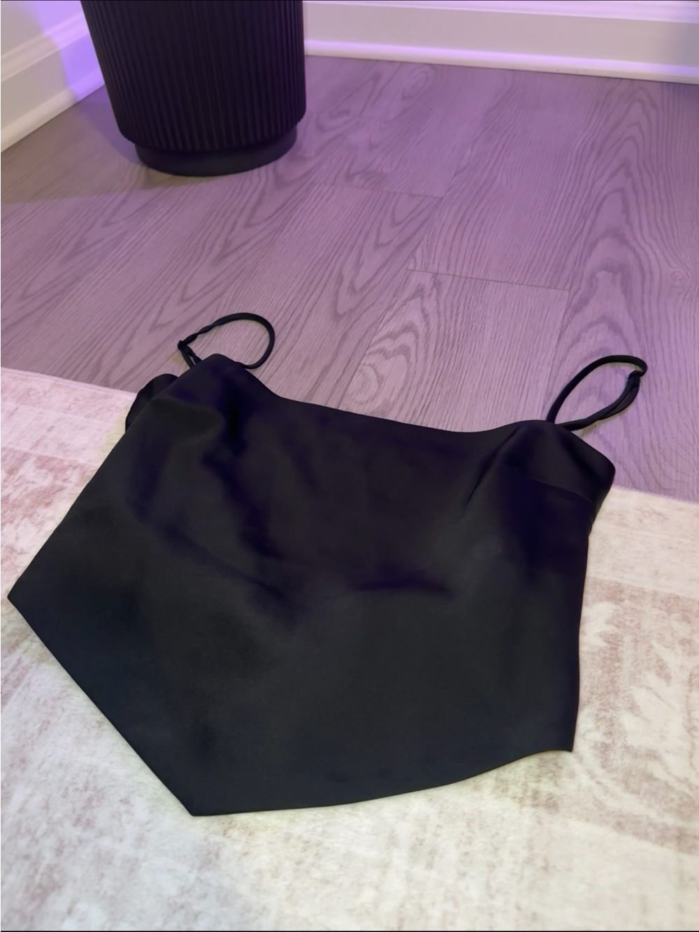 Aritzia Sunday Best Black Satin Tie Cami